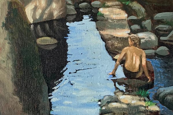 La garganta del Nuño Cojo en Piedralaves olieverf op paneel