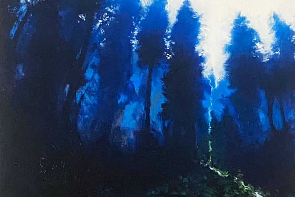blue forrest oil on panel olie op paneel