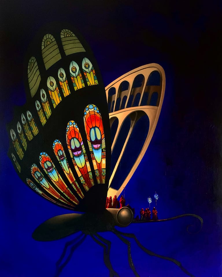 procession of the caterpillars - oilpainting
