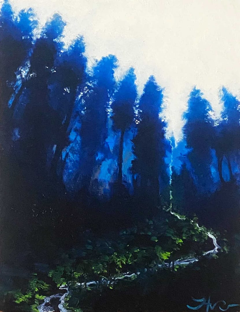blue forrest oil on panel olie op paneel