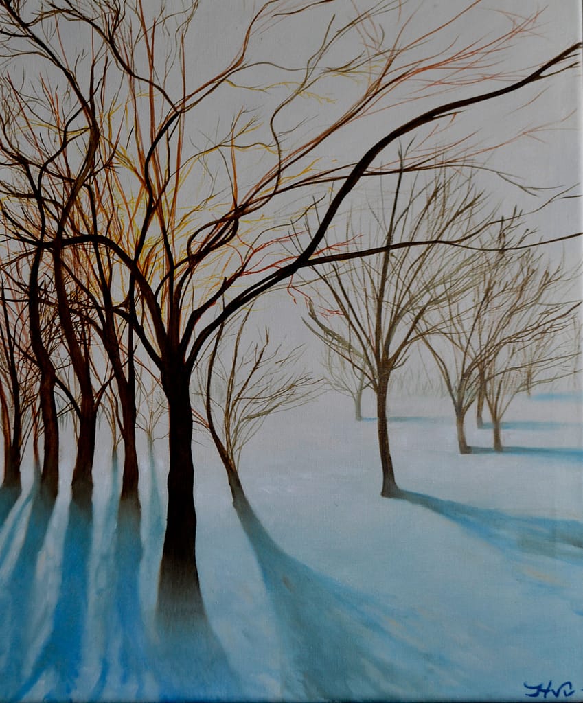 oil painting, winter shadow