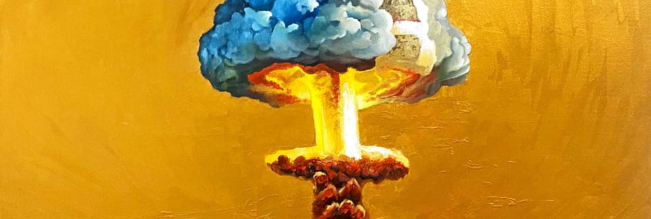 genocide is a piece of cake oil on canvas olie op doek